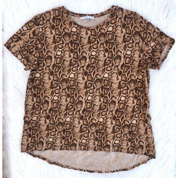 ZARA Basic Snakeskin Short Sleeve Tee - Picture 3 of 4